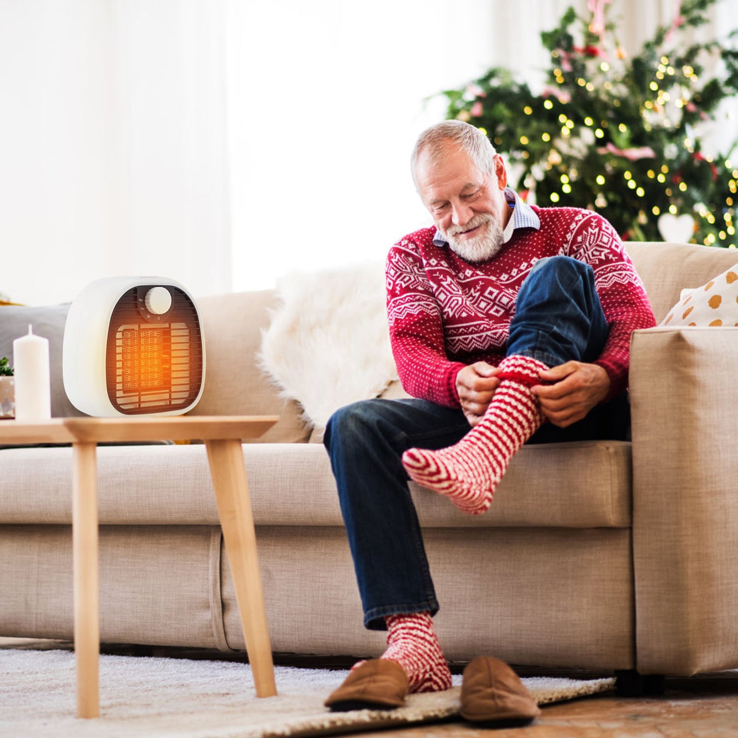 1Pc Portable Electric Heater Cooler 3 Gear PTC Ceramic Space Heater Overheating Tip Over Protection 3S Heating Space For 269 Sqft Home Office Use