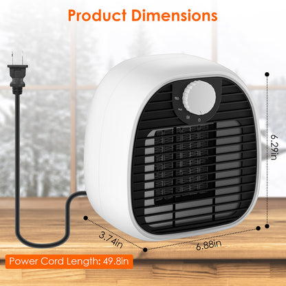 1Pc Portable Electric Heater Cooler 3 Gear PTC Ceramic Space Heater Overheating Tip Over Protection 3S Heating Space For 269 Sqft Home Office Use