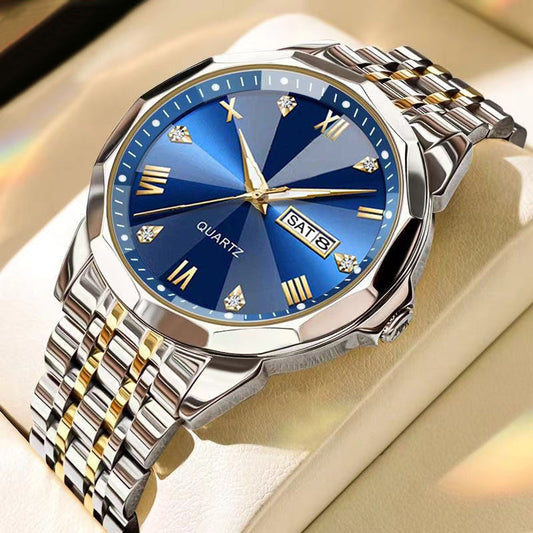 ساعة رجال الأعمال بتقويم مزدوج كوارتز عالية الجودة