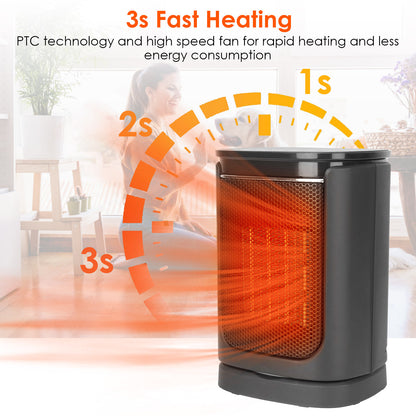 1500W Electric Space Heater Ceramic Heater Fan 90 Degree Oscillating Heating Fan With 3 Modes Remote Control Digital Display Tip-over Overheating Protection For Home Office