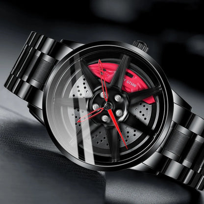Men's Creative 3D Car Wheel Rotating Wrist Watch