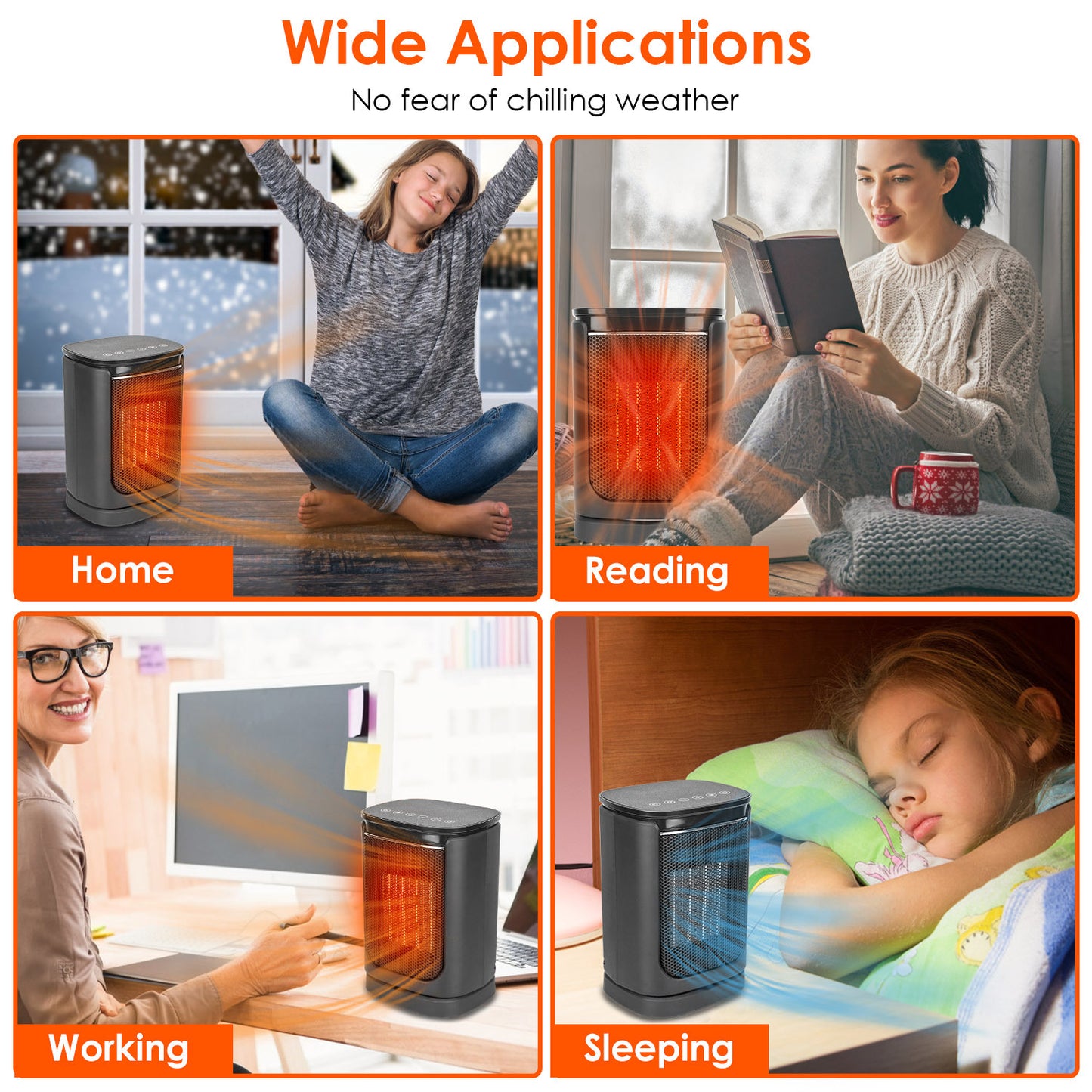 1500W Electric Space Heater Ceramic Heater Fan 90 Degree Oscillating Heating Fan With 3 Modes Remote Control Digital Display Tip-over Overheating Protection For Home Office