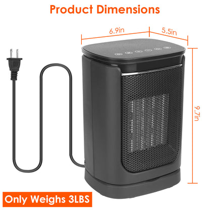 1500W Electric Space Heater Ceramic Heater Fan 90 Degree Oscillating Heating Fan With 3 Modes Remote Control Digital Display Tip-over Overheating Protection For Home Office